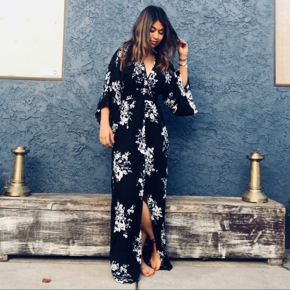love stitch kimono maxi dress
